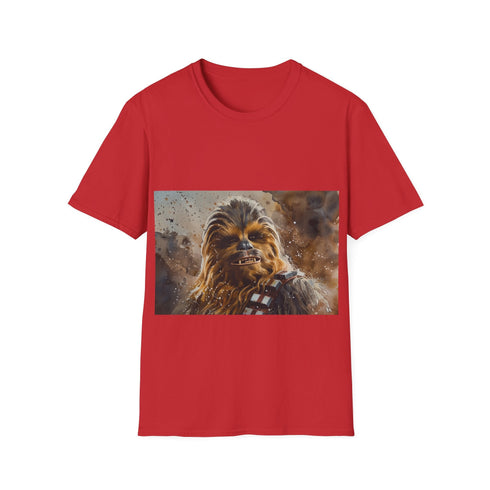 Charcoal watercolor Chewbacca tee with bold design and comfortable cotton crew neck