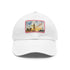 London Skyline Watercolor Baseball Cap in White with Light Brown Patch