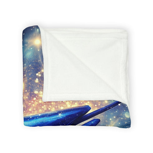 Swordfish Slicing through Star Sea Plush Fleece Throw Blanket