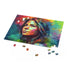 Vibrant neon watercolor puzzle featuring Jennifer Aniston, perfect for fans!
