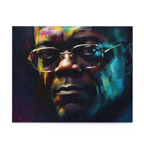 Neon watercolor Samuel L. Jackson puzzle with vibrant hues (120 pieces).