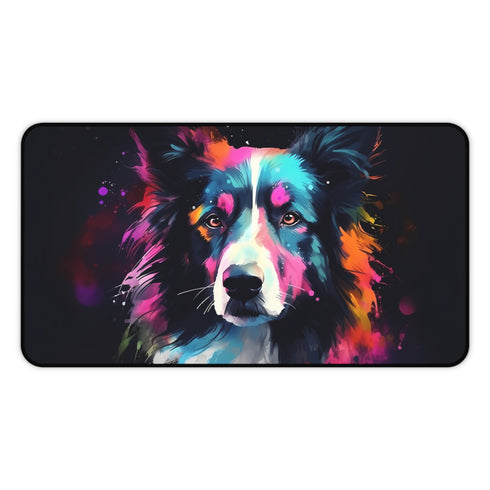 Playful Collie Desk Protector Mat - Add charm and protection to your workspace with this cute design!