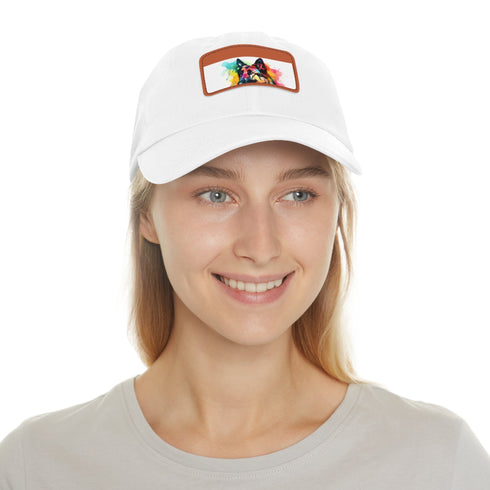 German Shephard Pup Baseball Cap in White with Light Brown Patch
