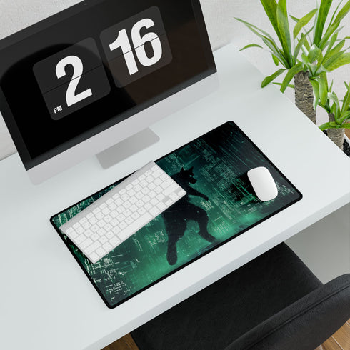 Cyberpunk Neon Wolf Matrix Rain Gaming XXL Extended Desk Mat – Prints With Passion (View 7)