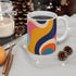 Vibrant retro waves ceramic coffee mug for bright morning routines.