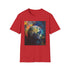 Blue marble Earth painting graphic tee in charcoal, size small.