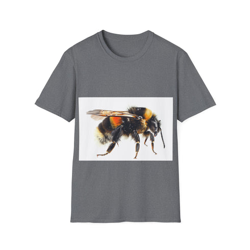 Bumblebee Watercolor Tee in Charcoal, Size S: Nature-inspired summer style.