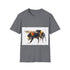 Watercolor charcoal t-shirt showcasing vibrant bumblebee design in cotton fabric
