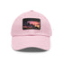 Miami Sunset Horizon Baseball Cap in White with Light Brown Rectangle Patch