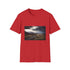 Charcoal crew neck t-shirt with vibrant Icelandic landscape design