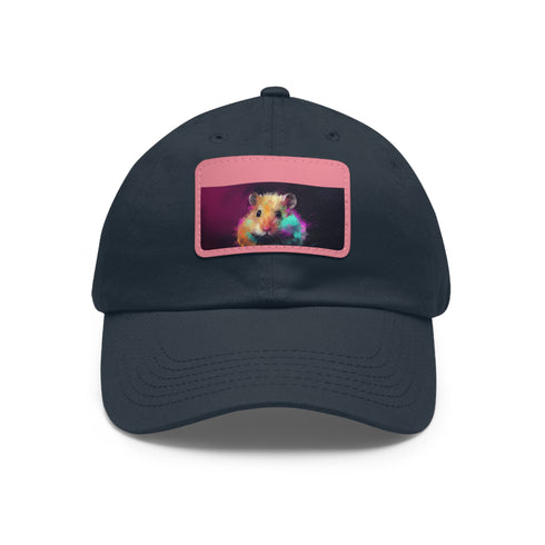 Neon hamster bliss baseball cap in white with light brown patch.