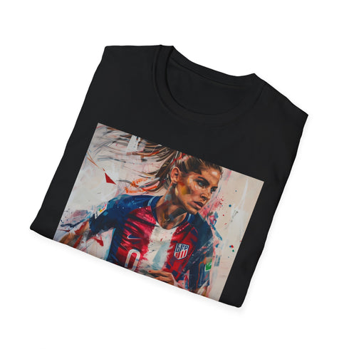Alex Morgan portrait t-shirt, charcoal cotton, regular fit, summer style.