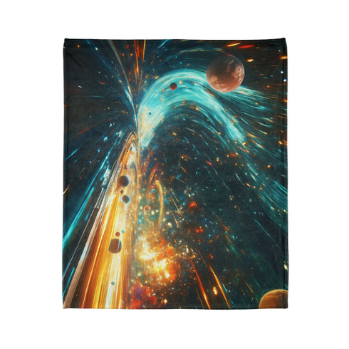 Space Highway with Comet Traffic Plush Fleece Throw Blanket