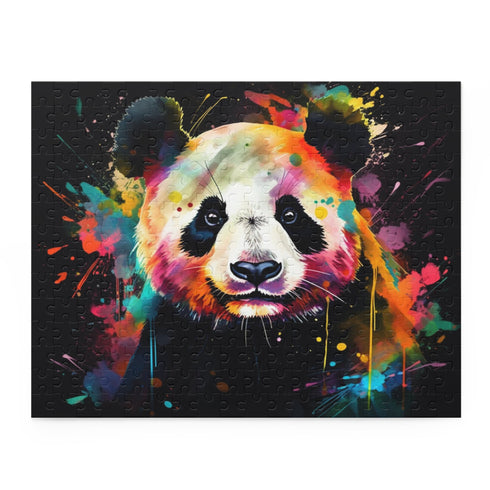 Joyful Panda Watercolor Puzzle with colorful flora and fauna design