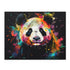 Joyful Panda Watercolor Puzzle with colorful flora and fauna design
