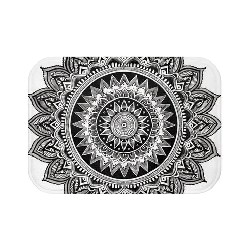 Calming mandala design bath mat for a spa-like bathroom atmosphere.