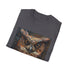 Steampunk owl design t-shirt in Charcoal S size, cotton fabric.