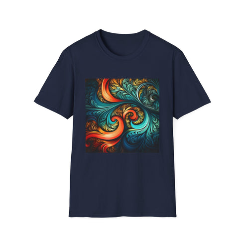 Charcoal cotton T-shirt with mesmerizing fractal pattern in regular fit