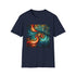Charcoal cotton T-shirt with mesmerizing fractal pattern in regular fit