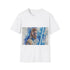 Blue cotton crew neck t-shirt with ObiWan lightsaber print.