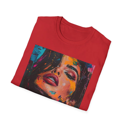 Charcoal T-Shirt with Kylie Jenner portrait painting crew neck cotton fabric