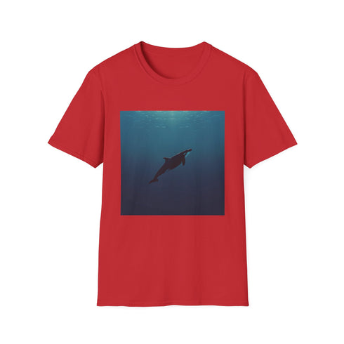 Minimalist charcoal t-shirt featuring serene whale journey on a soft crew neck.