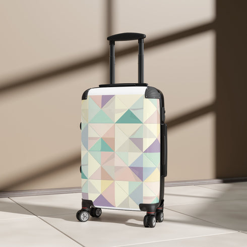 Chic pastel geometric small black suitcase bag for travel accessories.