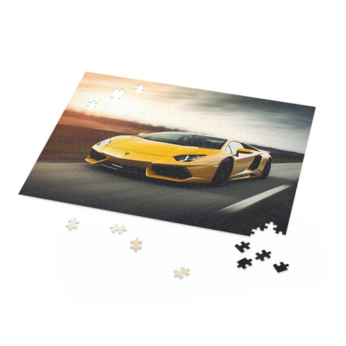 Lamborghini Speed Racing Puzzle with 120 pieces, high-speed automotive theme.