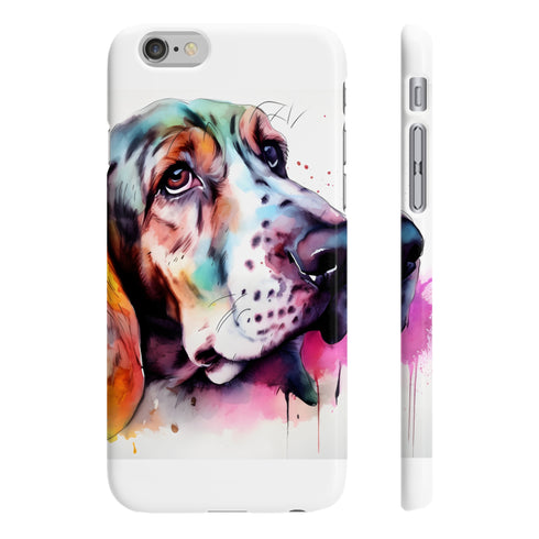 Adorable Basset Hound phone case for iPhone 7/8 Plus, glossy finish.