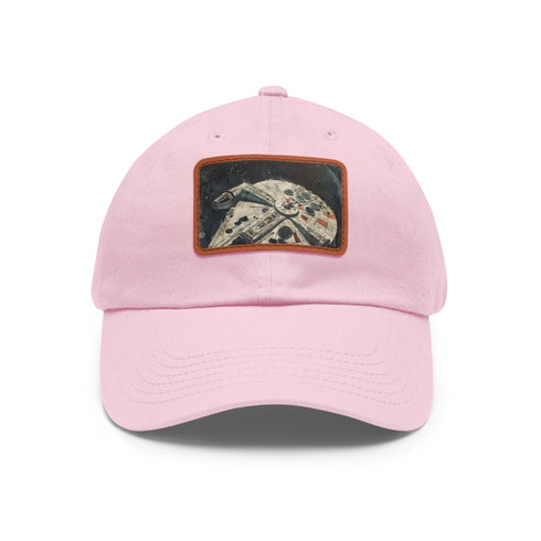 Galactic Adventure Millennium Falcon baseball cap in white with light brown patch