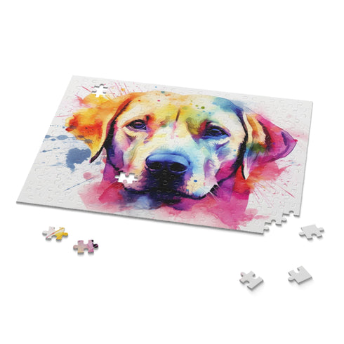 Cute Labrador puppy jigsaw puzzle, perfect for dog lovers.
