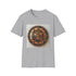 Charcoal steampunk t-shirt with intricate clockwork design and crew neck fit