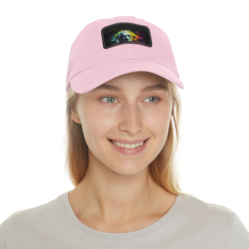 Genius Vision Neon Baseball Cap in White with Light Brown Patch