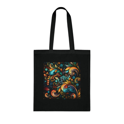 Isomorphic Harmony Tote Bag, Black Cotton Tote with Isomorphic Design