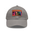 Neon watercolor dreams hat with white/light brown rectangle patch.