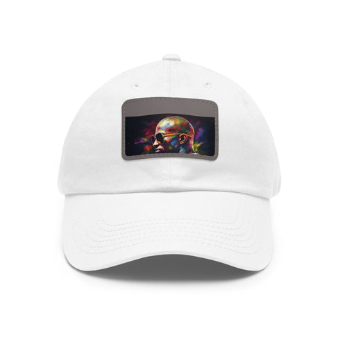 Trendy white rectangle cap featuring Mayweather's bald sunglasses watercolor design.