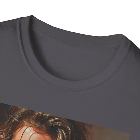 Charcoal cotton T-shirt featuring vibrant Anakin Skywalker portrait and intricate brushstrokes