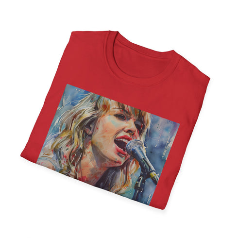 Graphic Taylor Swift concert watercolor t-shirt in black cotton 2XL.