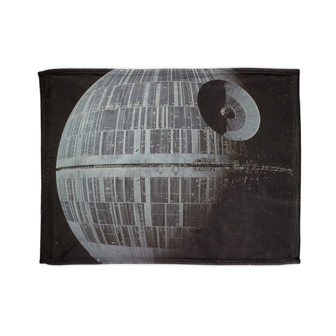 Death Star LEGO Power Blanket with iconic Star Wars design.