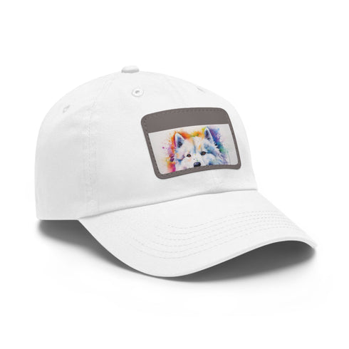 Fluffy Samoyed Snapback in White with Light Brown Patch