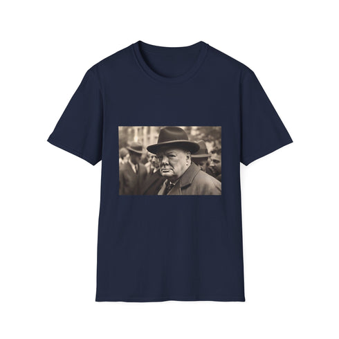 Charcoal crew neck cotton T-shirt with Winston Churchill silhouette graphic