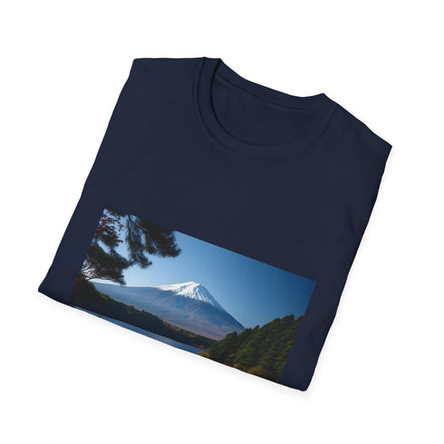 Sacred Mountain serene t-shirt, Charcoal, Regular fit, DTG print.