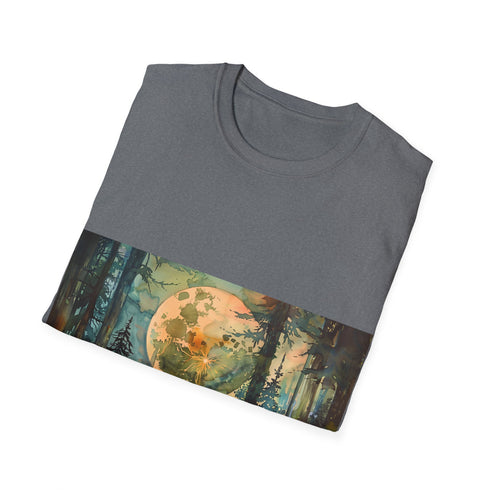 Galactic Adventure Tee: Endor Moon Charcoal Crew Neck T-shirt.