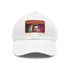 Neon watercolor baseball cap with light brown patch.