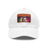 Neon watercolor baseball cap in white with light brown patch.