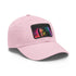 Neon watercolor dreams baseball cap with light brown patch.