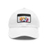 Lovable Lab Cap: White hat with Light Brown patch, rectangle shape.