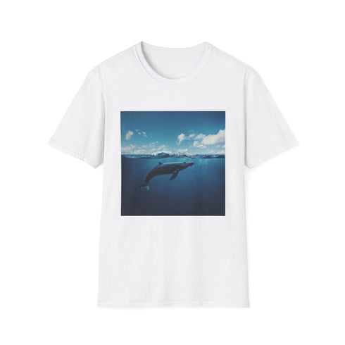 Minimalist whale graphic charcoal t-shirt, unisex regular fit cotton crew neck.