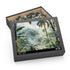 Rainforest watercolor puzzle with lush greenery and exotic wildlife in detail.