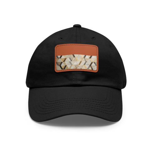 Cream gold kilim chic baseball cap with light brown patch.